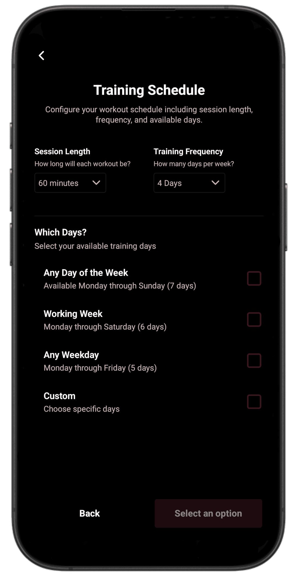Pick Your Training Duration & Frequency