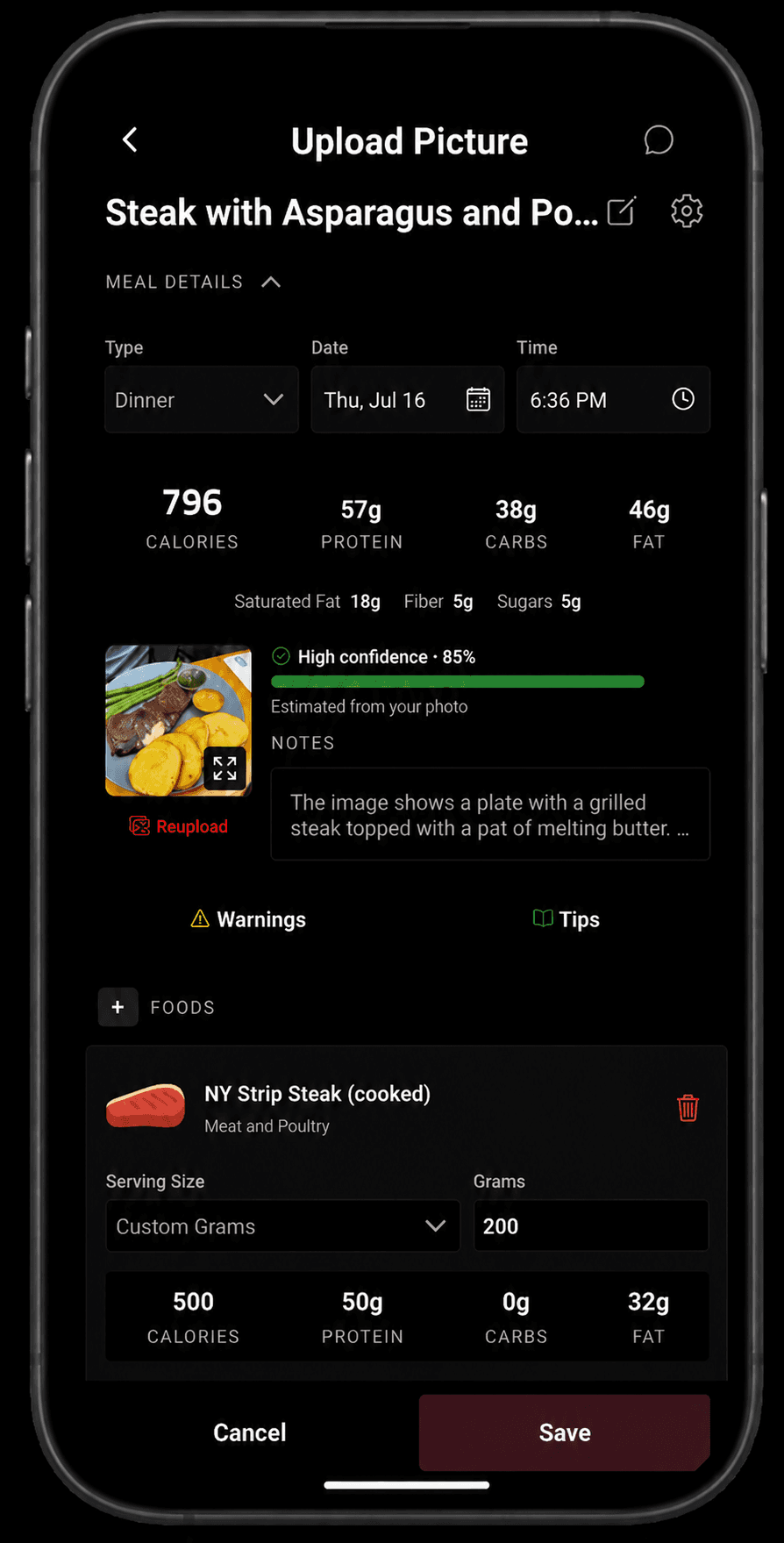 APEX daily nutrition targets with training day macros